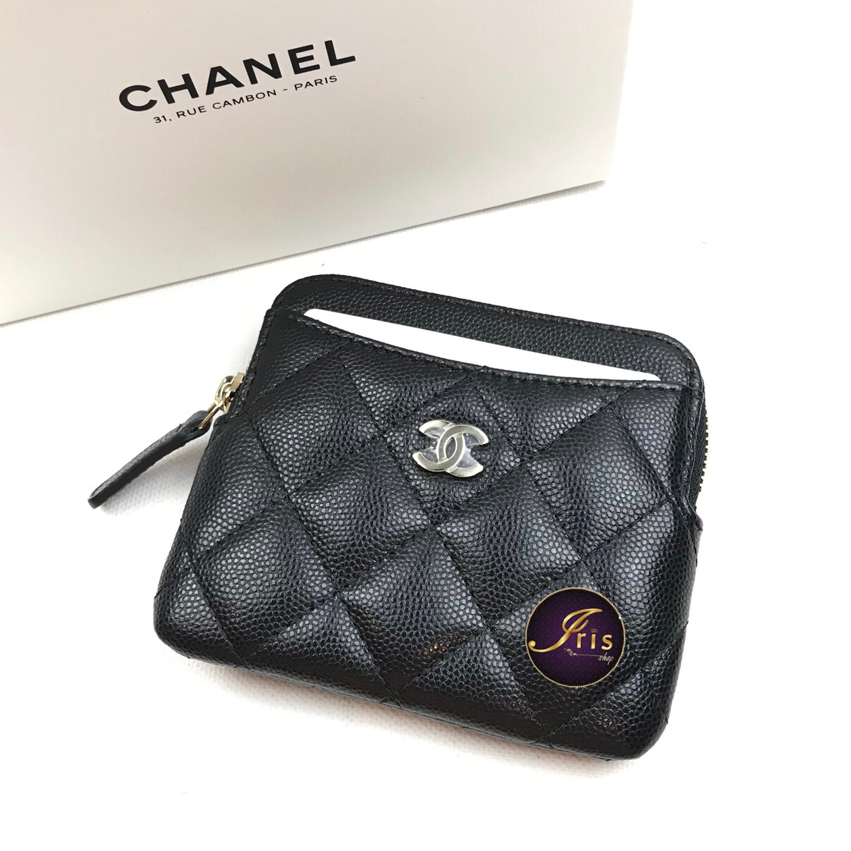 Chanel Zip Card Holder in Black Caviar SHW  Brands Lover